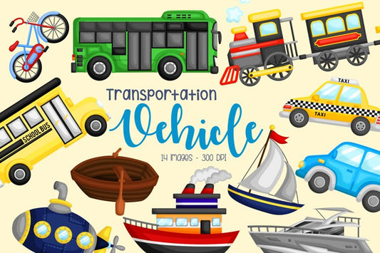 Transportation Vehicle Clipart - Land and Sea