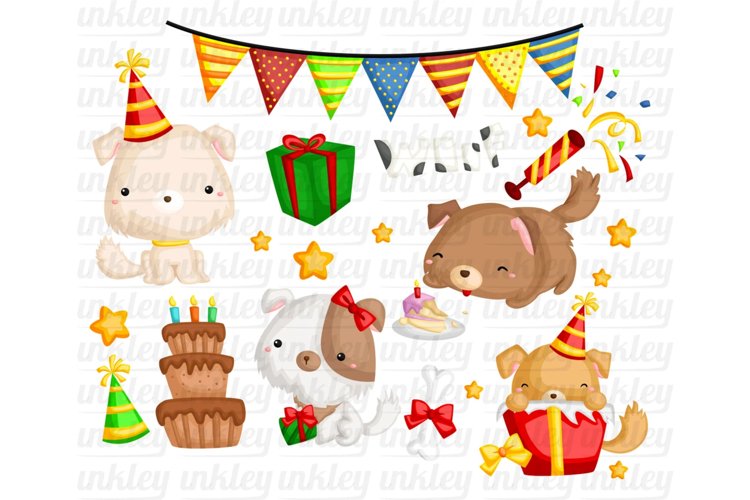 Dog and Birthday Party Clipart - Cute Animal Clip Art