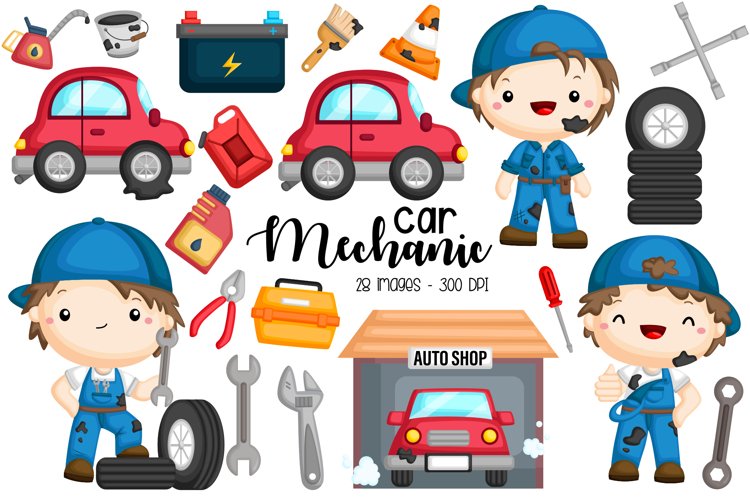 Car Mechanic Clipart - Job and Occupation Clip Art