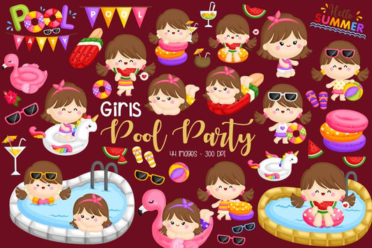 Pool Party Clipart - Cute Kids Clip Art