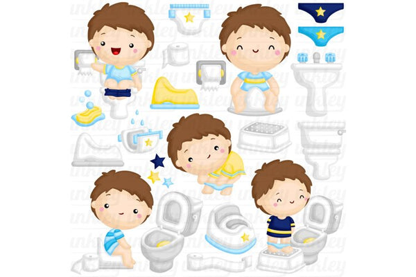 Potty Training Clipart - Cute Boy Clip Art – inkleystudio