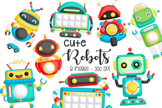 Cute Robots Clipart - Toys Clip Art