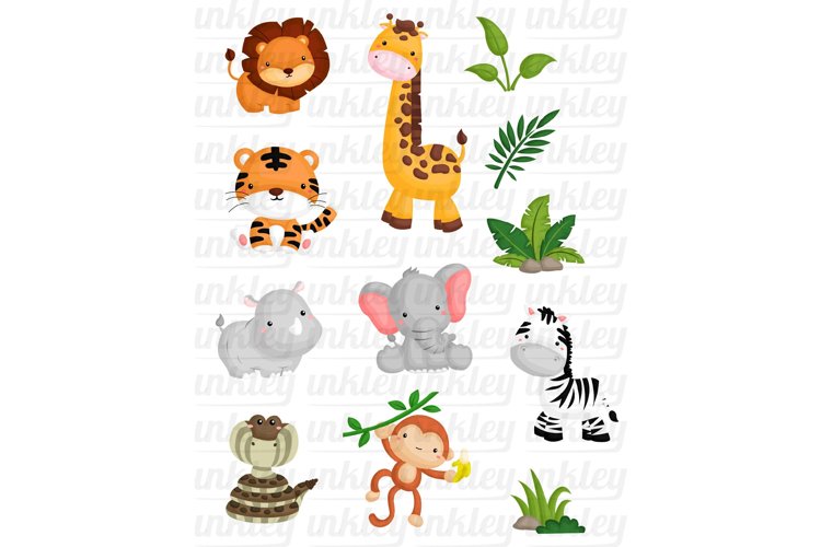 Jungle Animal Clipart, Baby Animals, Safari Clipart 