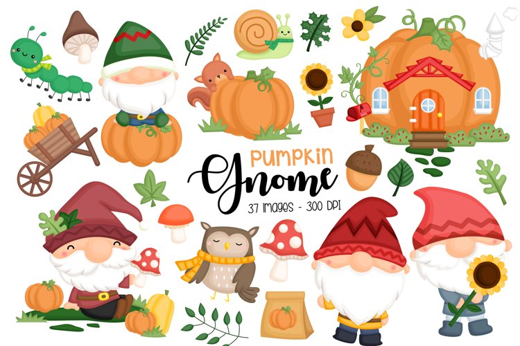 Pumpkin Gnome Clipart - Vegetable Clipart
