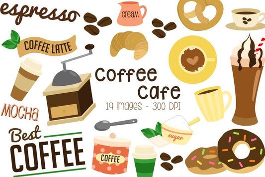 Coffee in Cafe Clipart - Food and Beverage Clip Art