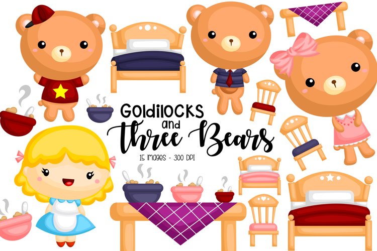 Goldilock and Three Bear - Kids Story Clip Art