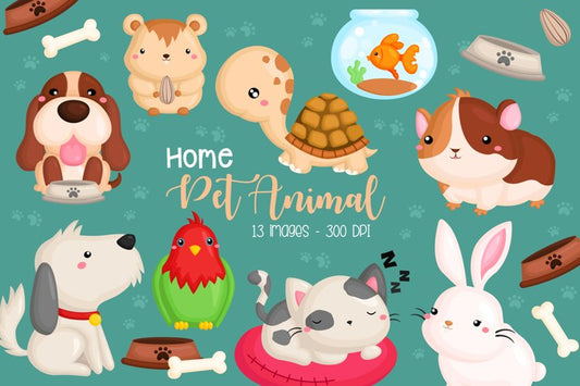 Home Pet Animal Clipart - Dog and Cat Clip Art