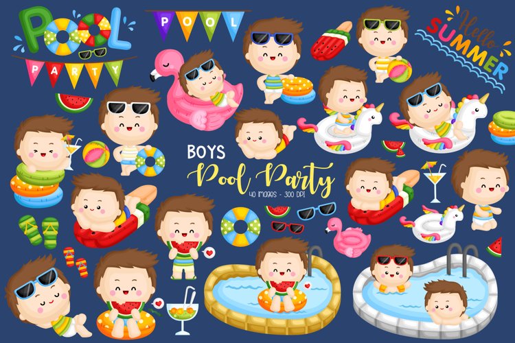 Pool Party Clipart - Cute Kids Clip Art