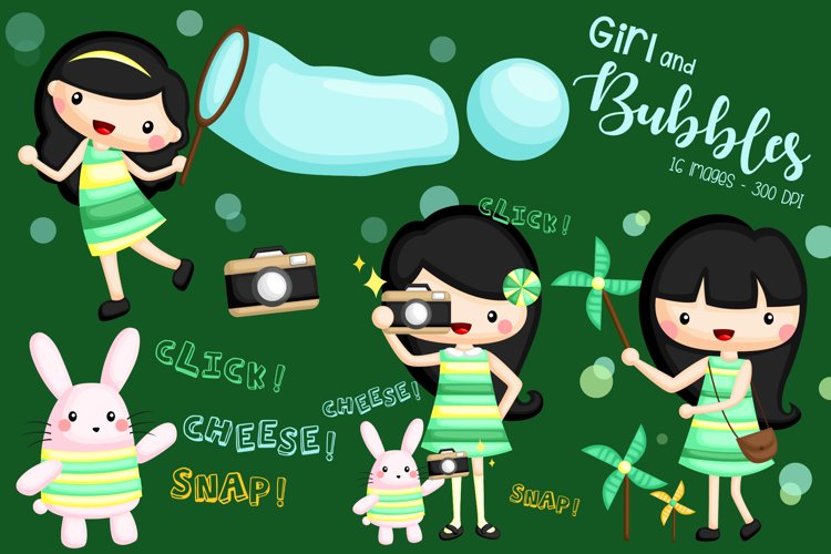 Happy Girl Clipart - Girl Playing Bubble Clip Art