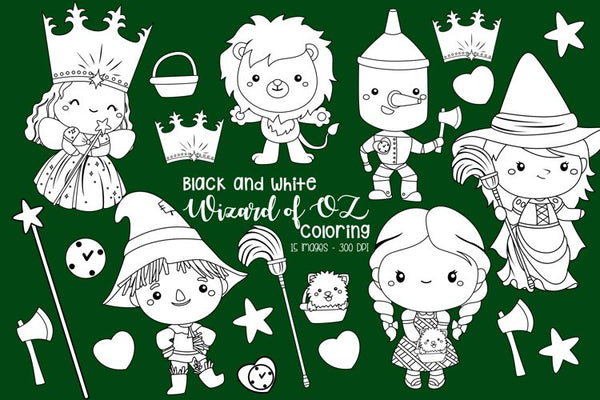 Black and White Coloring Wizard of Oz – inkleystudio