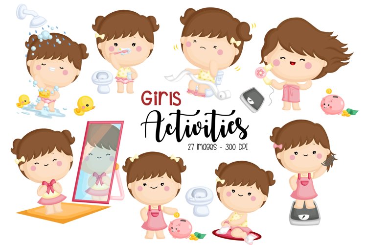 Girl Activity Clipart - Cute Kid Clip Art