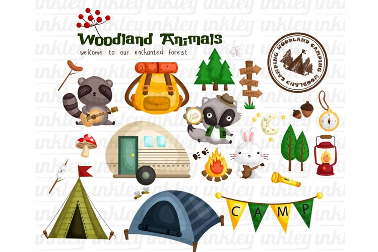 Animal and Camping Clipart - Cute Animal