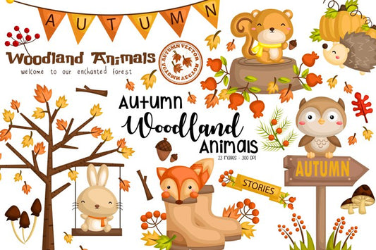 Autumn Season Animal Clipart - Cute Animal Clip Art