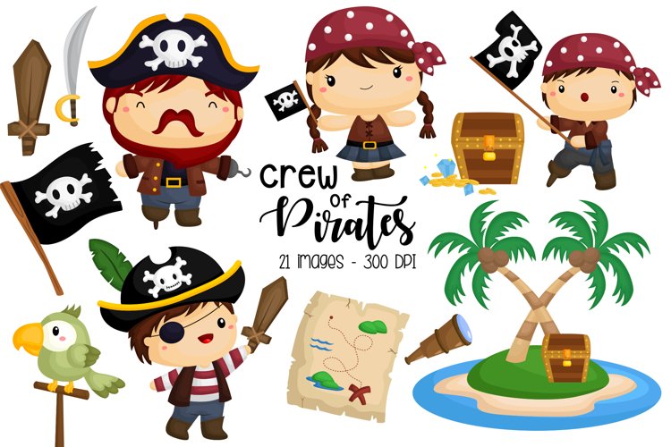 Pirate Crew Clipart - Cute Kids Clip Art