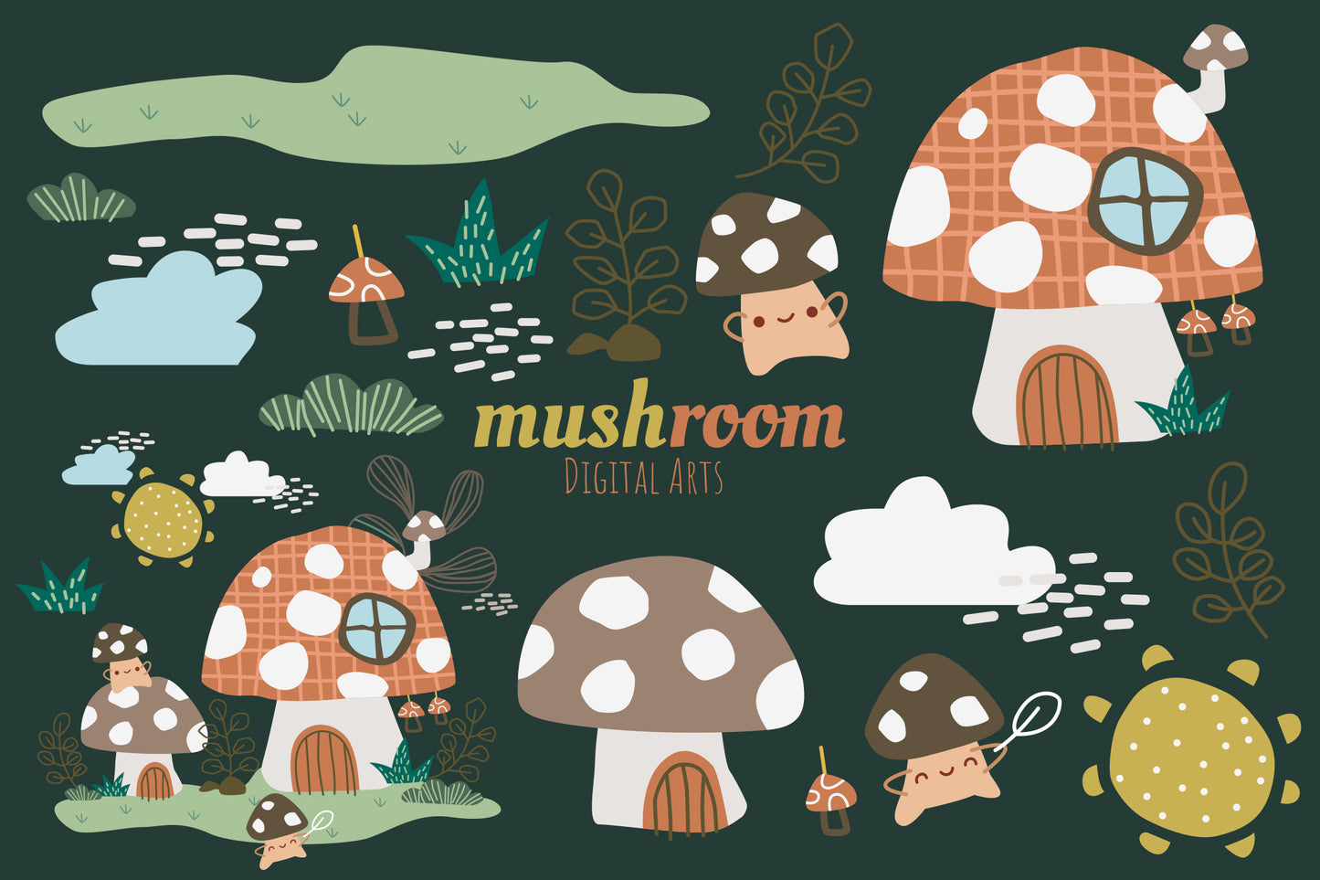 Cute Mushroom Digital Art - Cute Clipart
