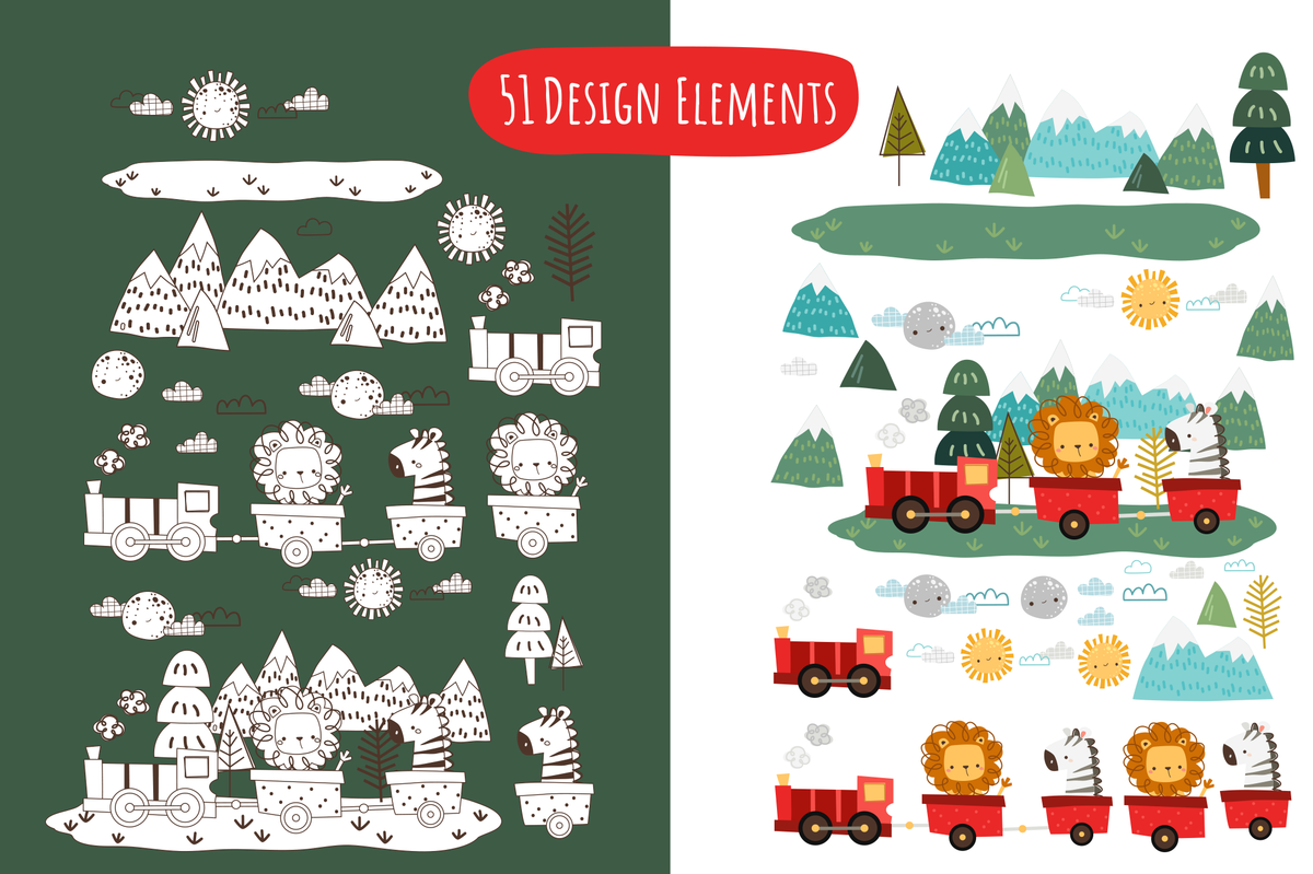 Create Animal Train Animal Train Design Bundle – inkleystudio