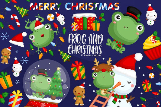 Christmas Frog Clipart - Cute Animal Clip Art