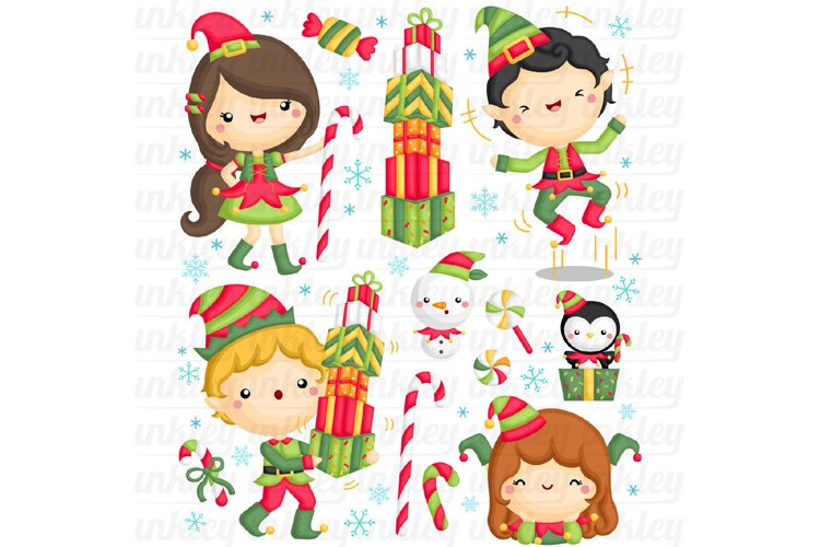 Cute Christmas Elf Kids Clipart - Santa Claus Helper