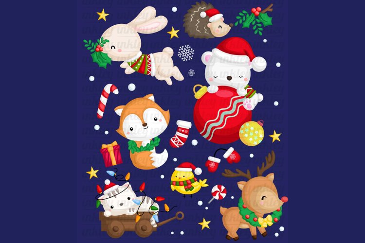 Winter Animal Clipart - Christmas Animal Clip Art