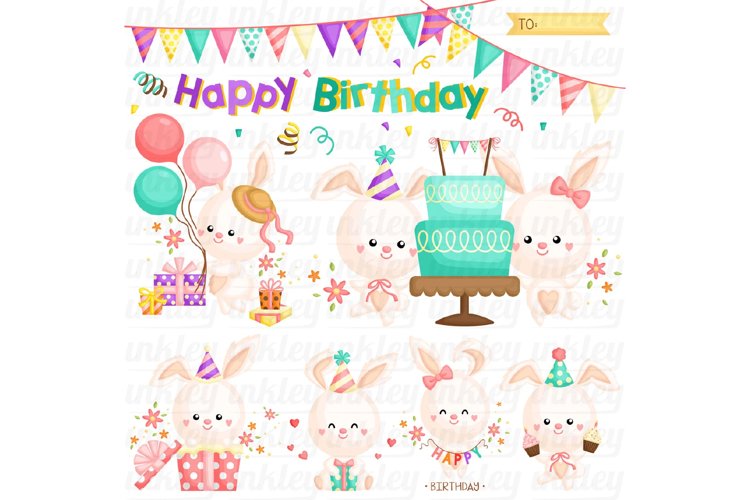 Birthday Rabbit Clipart - Cute Animal Clip Art
