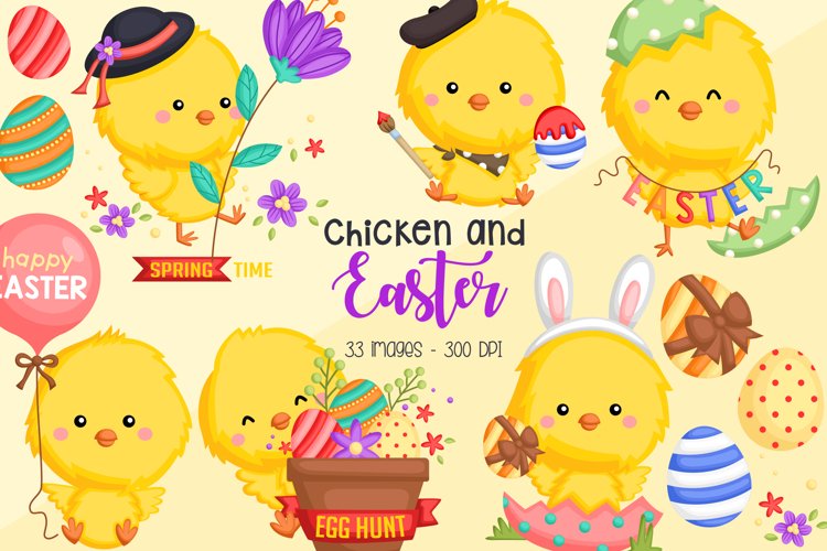Easter Chicken Clipart - Cute Animal Clip Art