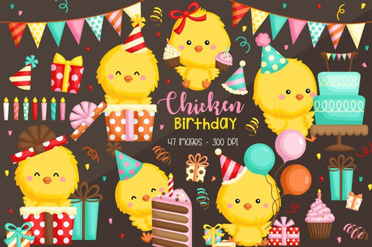 Birthday Chicken Clipart - Birthday Party Clip Art