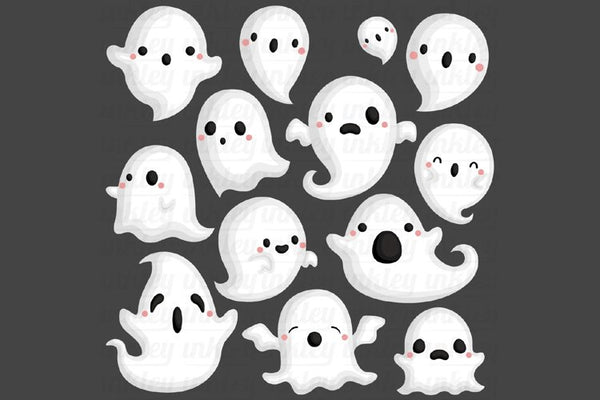 Halloween Ghost Clipart - Cute Ghost Clip Art – inkleystudio