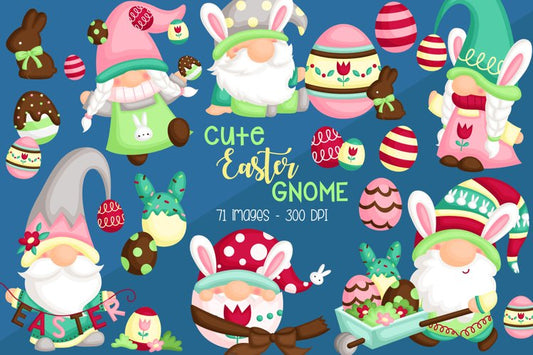 Easter Gnome Clipart - Cute Gnome with Easter Egg Clip Art