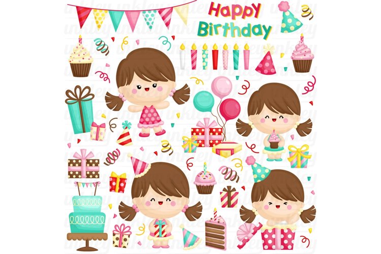 Cute Birthday Girl Clipart - Birthday Party Clip Art