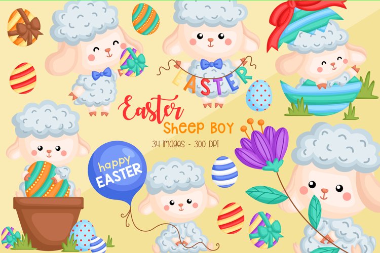 Easter Sheep Clipart - Cute Animal Clip Art
