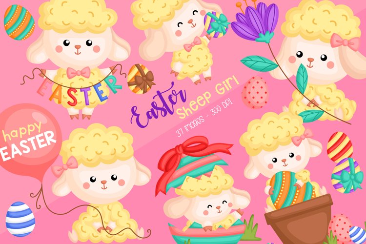 Easter Sheep Clipart - Cute Animal Clip Art