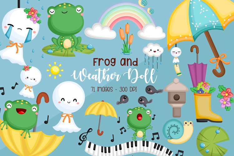 Frog and Weather Doll Clipart - Cute Tradition Clip Art