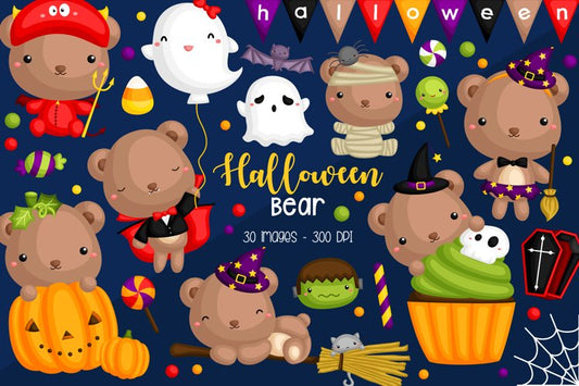 Halloween Bear Clipart - Cute Animal Clip Art