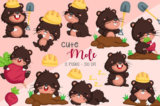 Cute Mole Clipart - Cute Animal Clip Art