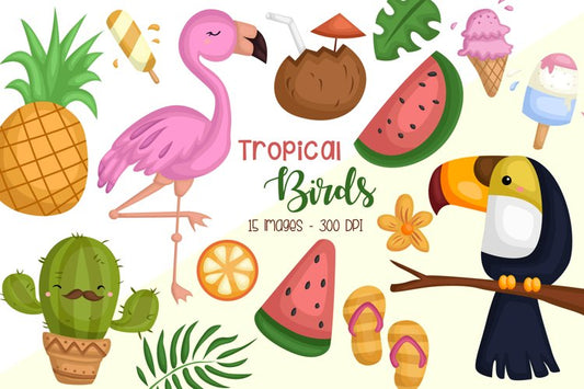 Tropical Bird Clipart - Cute Animal Clip Art