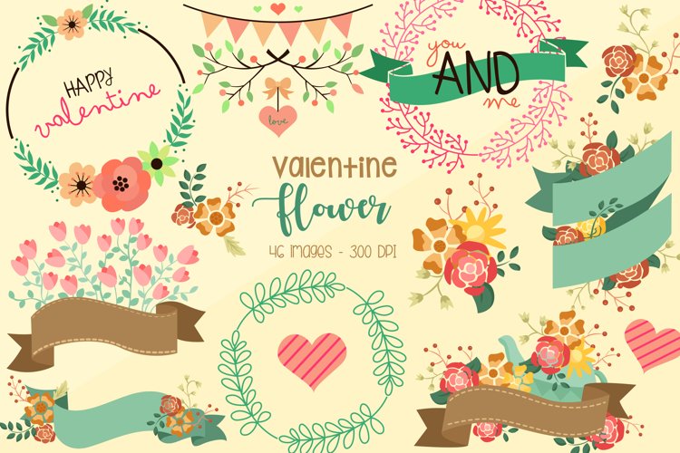 Valentine Typography Clipart - Floral Arrangement Clip Art