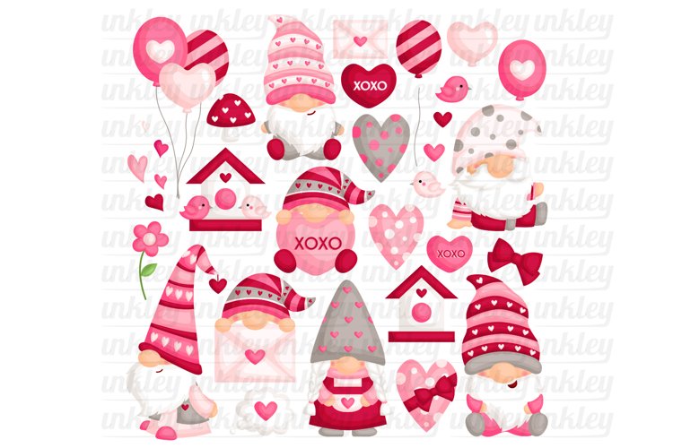 Valentine Gnome Clipart - Cute Valentine Clipart