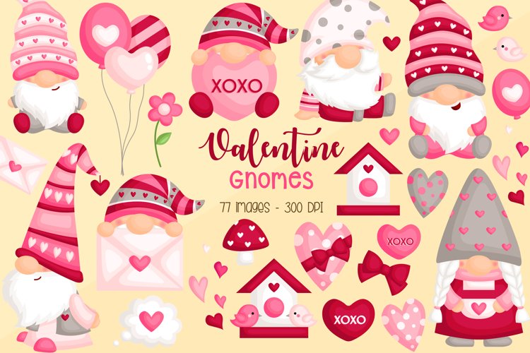 Valentine Gnome Clipart - Cute Valentine Clipart