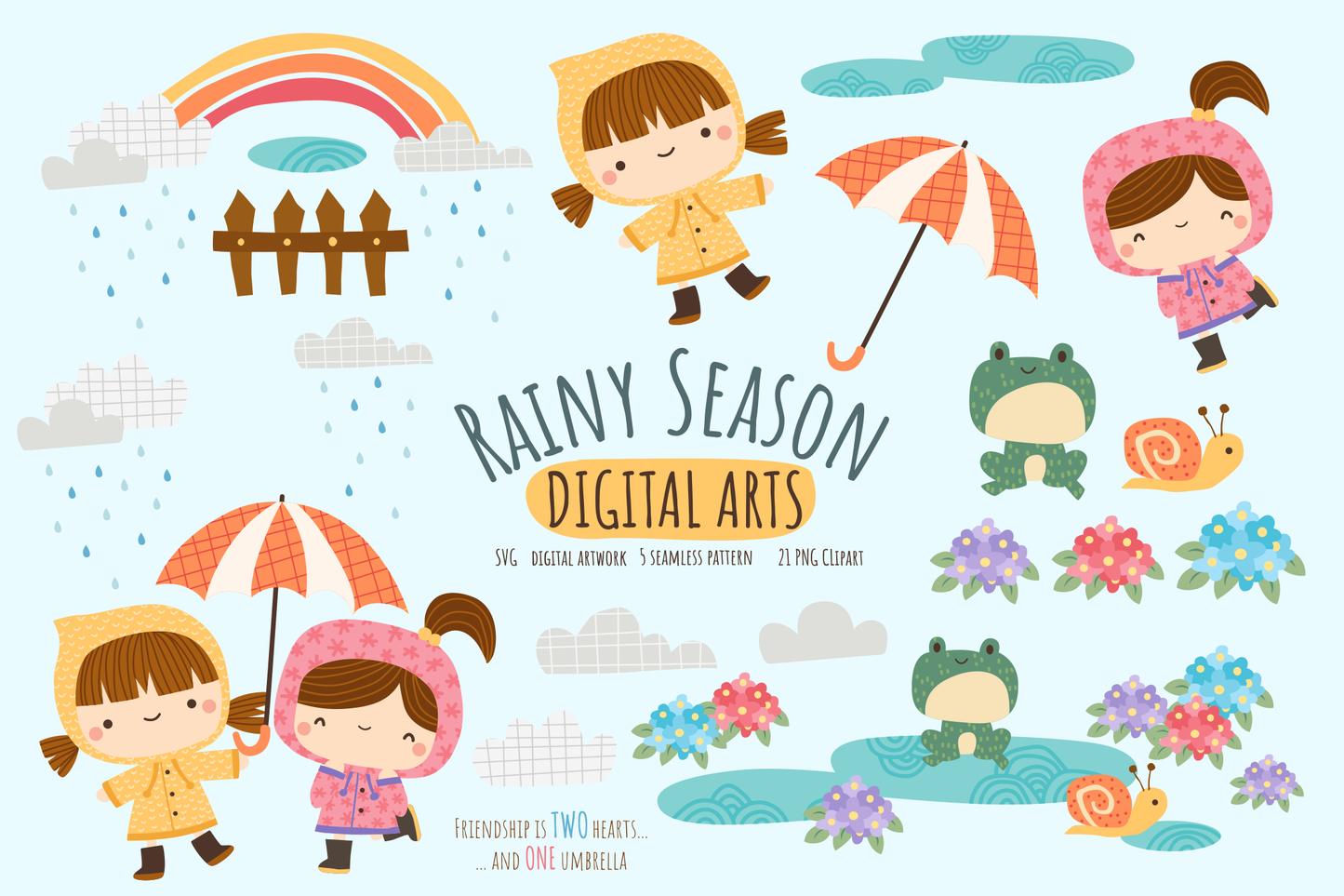 Rainy Season Digital Art - Cute Clipart