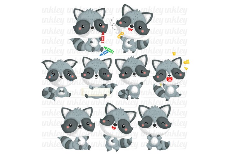 Cute Raccoon Clipart - Woodland Animal Clip Art