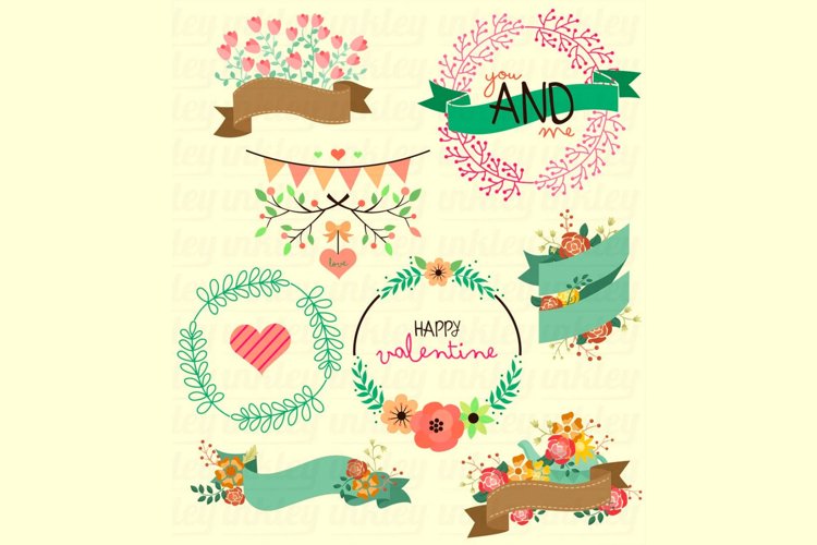 Valentine Typography Clipart - Floral Arrangement Clip Art