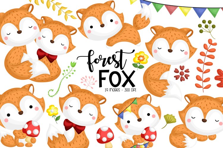 Cute Fox Clipart - Cute Animal Clip Art - Wild Animal