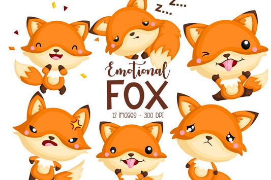 Emotional Fox Clipart - Cute Animal Clip Art