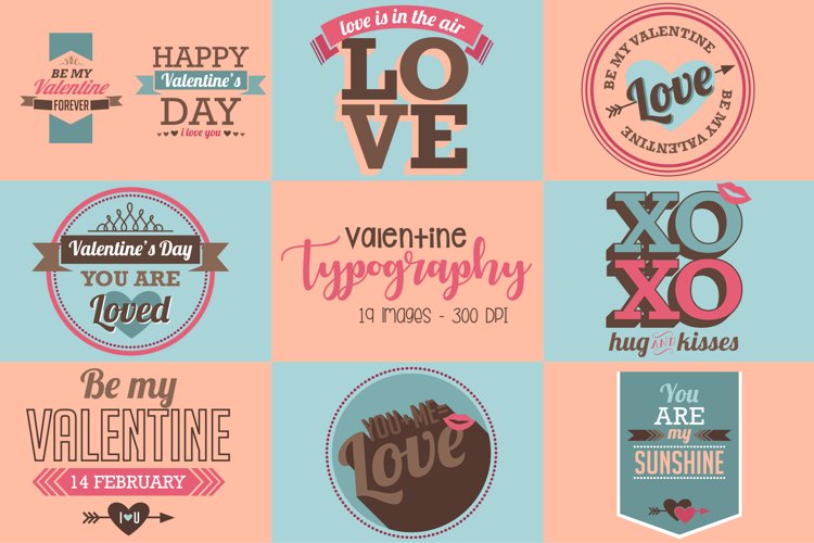 Valentine Typography Clipart - Love and Valentine Clip Art